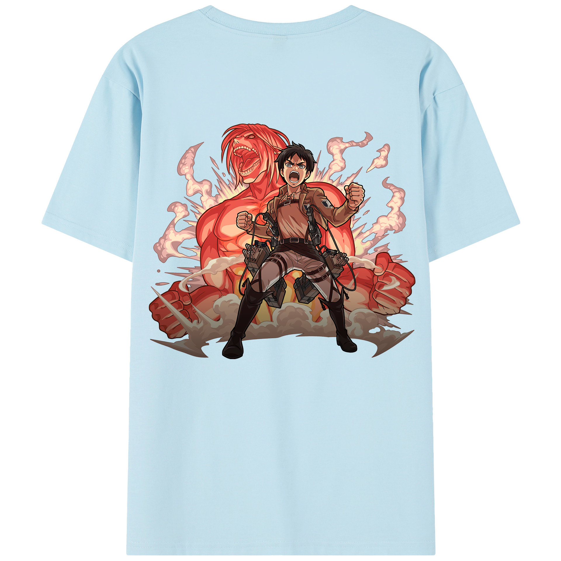 （画像用） 進撃の巨人 エレン･イェーガー Attack on Titan Eren Jäger 綿100％半袖Tシャツ（背面プリント）